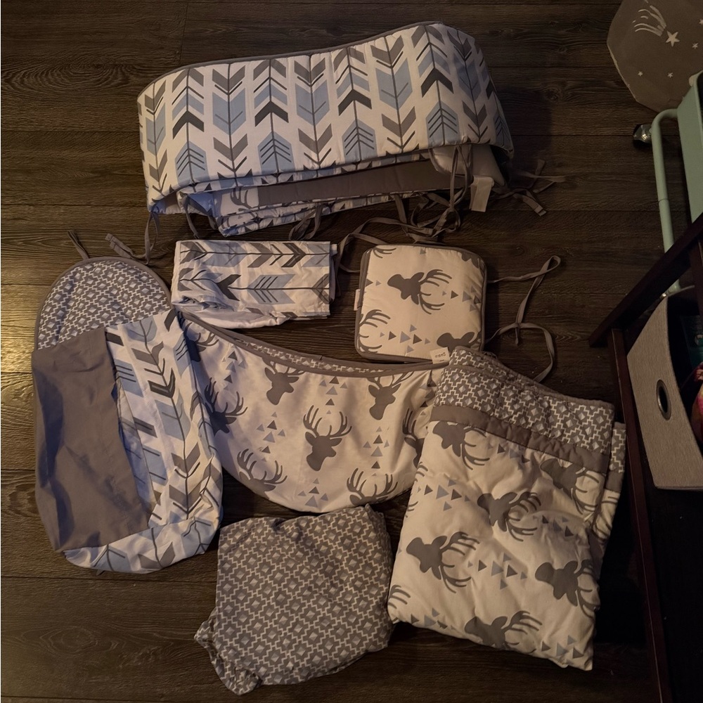 Gray and White Baby Bedding Set